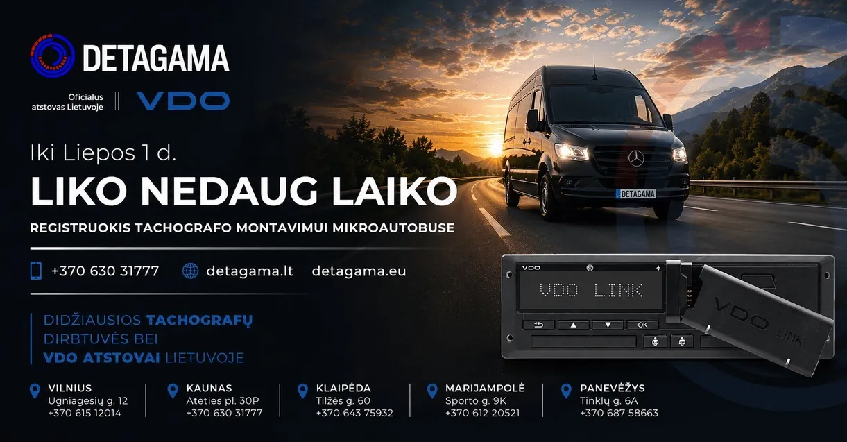 Mikroautobusų vežėjams artėja svarbus terminas: tachografų montavimu rekomenduojama pasirūpinti iš anksto