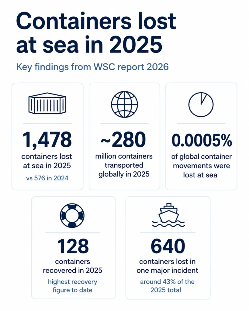 Containers lost at sea in 2025: key WSC figures