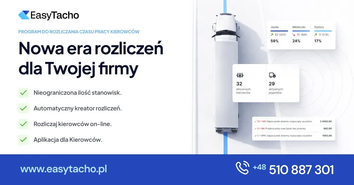EasyTacho: Chmurowy system rozliczania czasu pracy kierowców jako odpowiedź na wyzwania branży TSL
